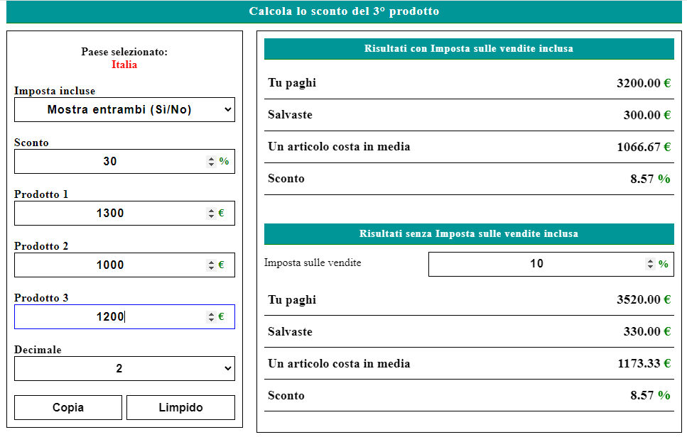 Calcolo Sconto Percentuale